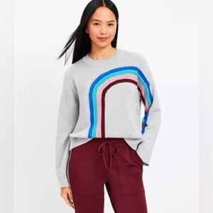 NWOT Lou & Grey Rainbow Arc Sleeve Grey Crew Neck Pullover Sweater XS